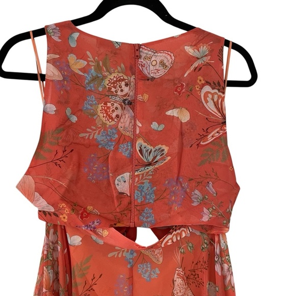 My Beachy Side Butterfly Begonia Cut Out Maxi Dress Romantic Gold Flame NWT - Picture 10 of 15